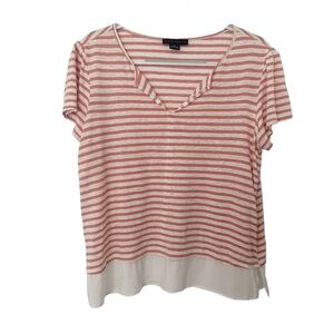 Sanctuary Striped Linen V-Neck Tee Top